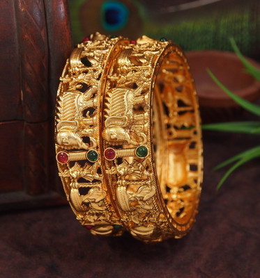 OrnaDzn Zevellery Alloy Beads Gold-plated Bangle Set(Pack of 2)