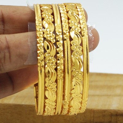 Goldfish Brass Gold-plated Bangle Set(Pack of 6)