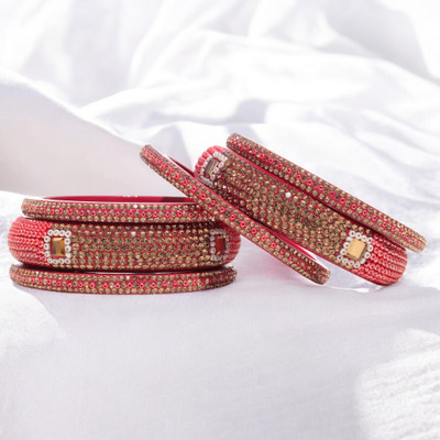 MANVI FASHION Lac Crystal Bangle Set(Pack of 6)