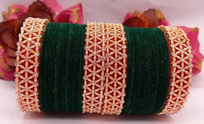 Rajwadi Brass, Copper Cubic Zirconia Brass Bangle Set(Pack of 28)