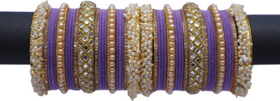Asmrtbcraft Metal Cubic Zirconia Gold-plated Bangle Set(Pack of 10)