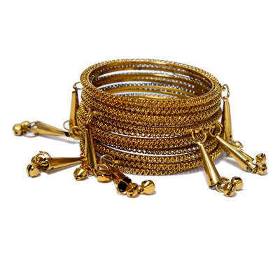 GPOOJA Brass Gold-plated Bangle Set(Pack of 12)