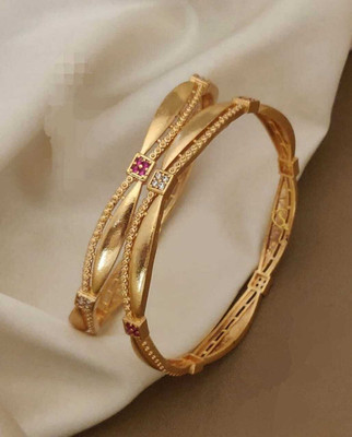 Primectrla Fab Plastic Diamond Gold-plated Bangle Set(Pack of 2)