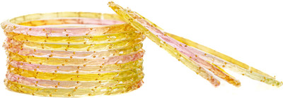 Alankrta Glass Cubic Zirconia, Crystal Bangle Set(Pack of 12)