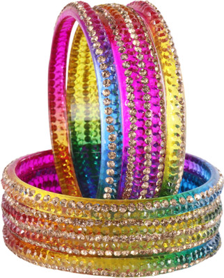 LAVAZZA Glass Beads, Zircon Bangle Set(Pack of 6)