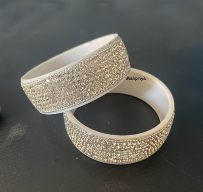 shivay Alloy Zircon Silver Kada(Pack of 2)