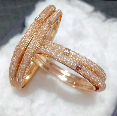 RonakWear Alloy Cubic Zirconia Gold-plated Bangle Set