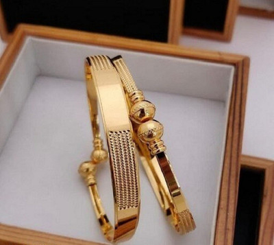 UNIQUE IMITATION Brass Gold-plated Kada(Pack of 2)