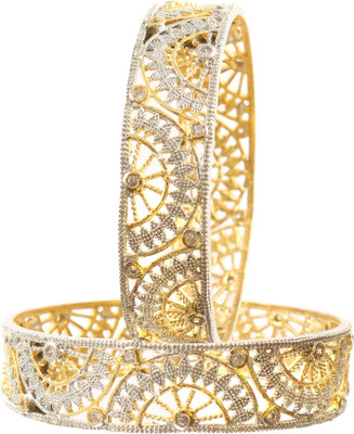 Terraband Brass, Alloy Cubic Zirconia Gold-plated Bangle Set(Pack of 2)