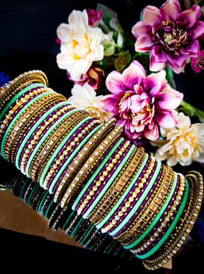 Amika Metal Beads, Zircon Bangle Set(Pack of 52)
