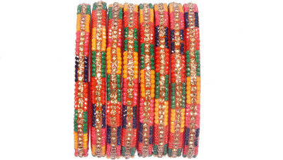 OJHA Glass Pearl Bangle Set(Pack of 8)