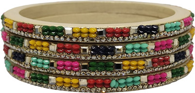 MIROW Lac Beads, Cubic Zirconia Bangle Set(Pack of 4)