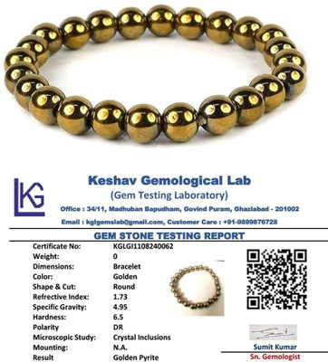 SIMPLY JEWELLERS Golden Pyrite Beads, Crystal Bracelet