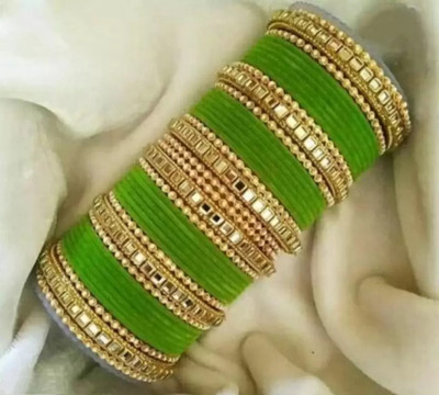 XOZTI Metal, Fabric Pearl Bangle Set(Pack of 10)