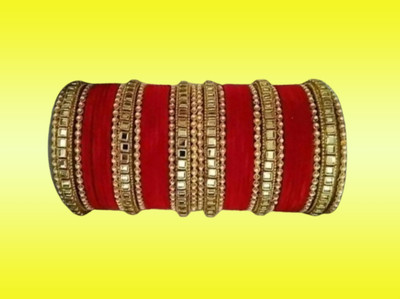 XOZTI Metal, Fabric Pearl Bangle Set(Pack of 10)