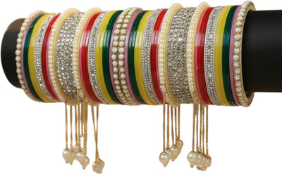 Maa Laxmi Blessings Metal, Plastic Beads Bangle Set(Pack of 10)