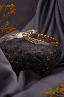 Sangria Brass Diamond Gold-plated Bangle Set(Pack of 2)