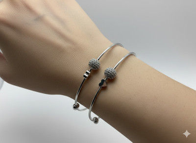 KVH EXPORT INTERNATIONAL Stainless Steel Zircon Bracelet Set(Pack of 2)