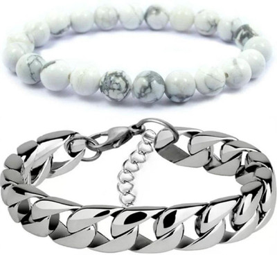 HouseOfCommon Crystal, Alloy, Stainless Steel Bracelet(Pack of 2)