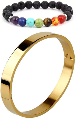 PIXFLIX Brass, Metal, Stone, Copper, 7 Chakra, Alloy, Steel, Stainless Steel Charm Bracelet(Pack of 2)