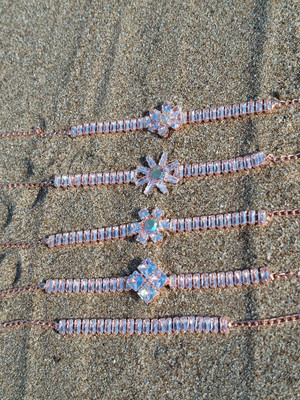 Goldyjewel Brass Cubic Zirconia Bracelet(Pack of 5)