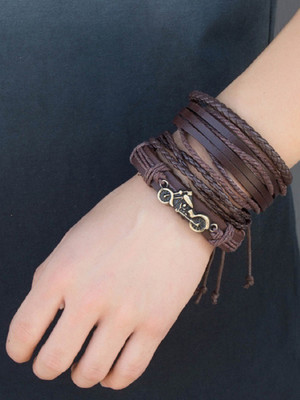 University Trendz Leather Bracelet Set(Pack of 4)