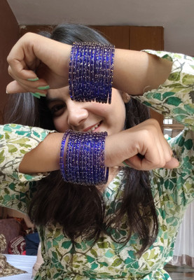 NAMASTE NAARI Glass Cubic Zirconia Bangle Set(Pack of 10)