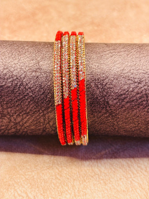 Crazy art gallery Resin Zircon Gold-plated Bangle Set(Pack of 4)