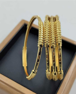 Primectrla Fab Brass Diamond Gold-plated Bangle Set(Pack of 4)