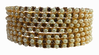 nanda creations Steel Cubic Zirconia Gold-plated Bangle Set(Pack of 8)