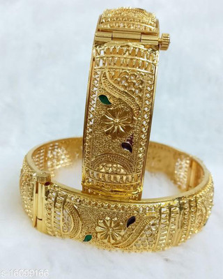HouseOfCommon Brass Gold-plated Bangle Set(Pack of 2)