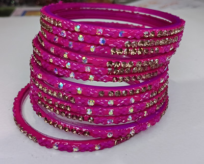niharvi Glass Zircon Bangle Set(Pack of 12)