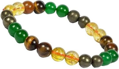 GemVastu Pyrite, Citrine + Golden, Crystal, Tiger's Eye Beads Charm Bracelet