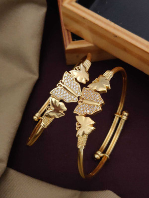 FORWORD FASHION Brass, Copper Cubic Zirconia Gold-plated Bangle Set