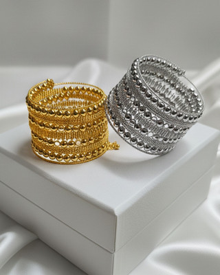 Orangenysha Brass Beads Gold-plated, Rhodium Bracelet(Pack of 2)
