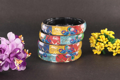 NMII Glass Crystal Bangle Set(Pack of 4)