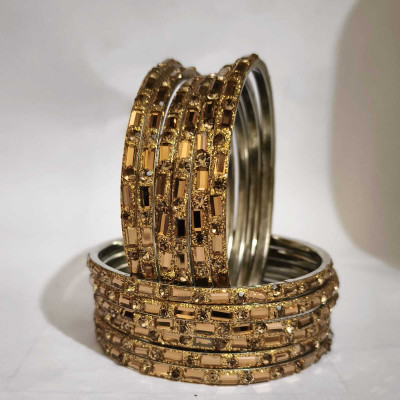 Suhana collection Brass Zircon Silver Coated Bangle Set(Pack of 12)