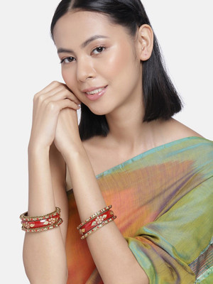 ANOUK Brass Diamond Gold-plated Bangle Set(Pack of 6)