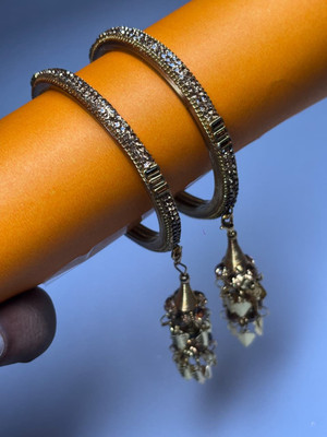 ClickNB Oxidised Silver, Alloy Zircon Bangle(Pack of 4)