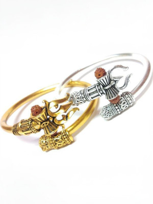 Classy Hub Brass Gold-plated, Silver Kada(Pack of 2)