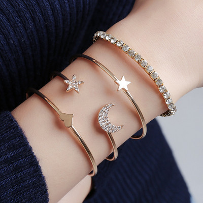 Vembley Alloy Cubic Zirconia Gold-plated Bangle Set(Pack of 4)