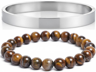 IKONKARR Tiger's Eye, Stainless Steel Bracelet(Pack of 2)