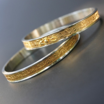 PTSlife Brass Gold-plated Bangle(Pack of 2)