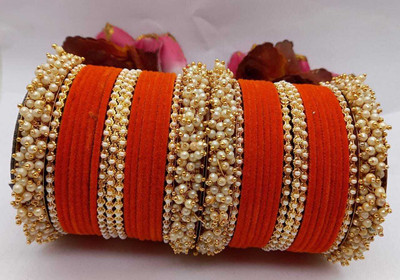 CHURA KING Alloy Pearl Bangle Set(Pack of 10)