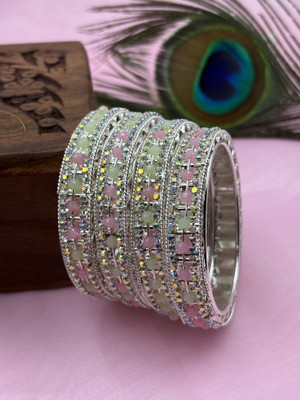 AMRITIYA Brass Silver Bangle Set(Pack of 4)