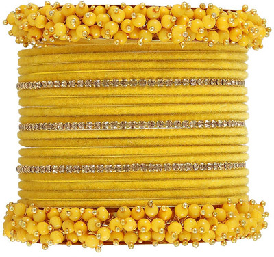 ZULKA Metal Pearl, Diamond, Zircon Gold-plated Kada(Pack of 42)