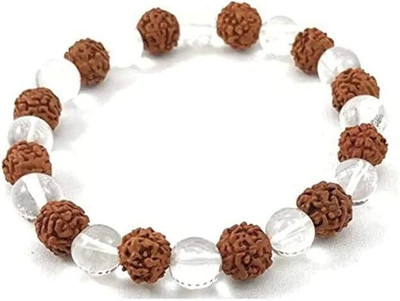 GemVastu Crystal, Rudraksha, Clear Quartz Beads Charm Bracelet