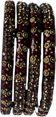Karaavi Glass Crystal Bangle Set(Pack of 4)
