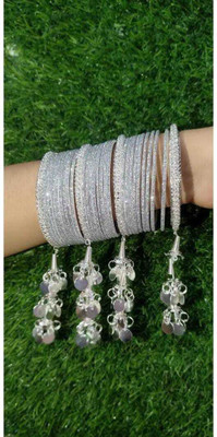 INAB Metal Silver Bangle Set(Pack of 10)