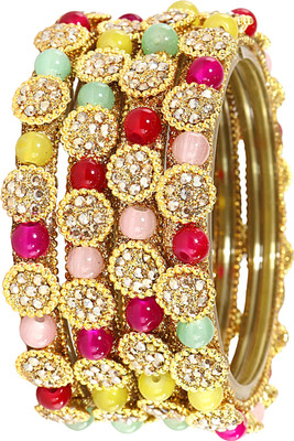 ZULKA Glass Diamond, Zircon Bangle Set(Pack of 4)